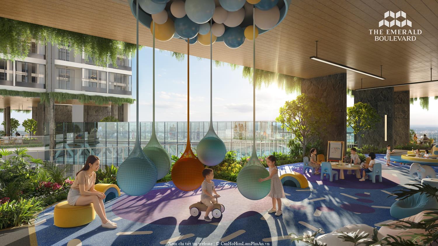 Khu vui chơi trẻ em trên tầng 20 của dự án The Emerald Boulevard