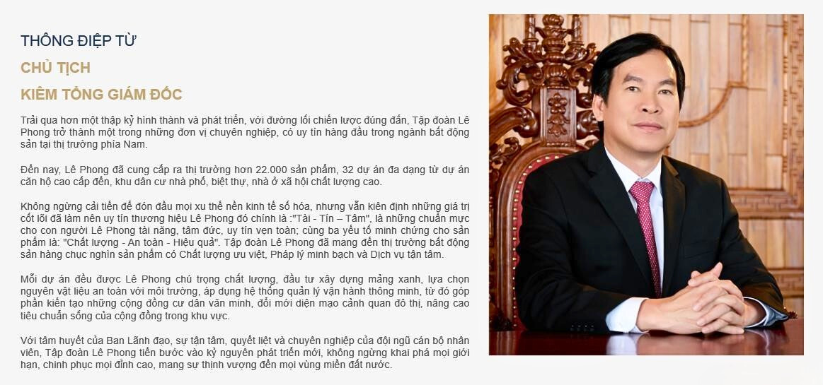 Lời chia sẻ từ vị Chủ tịch Hội đồng Quản trị đồng thời là Giám đốc Điều hành của Công ty Lê Phong