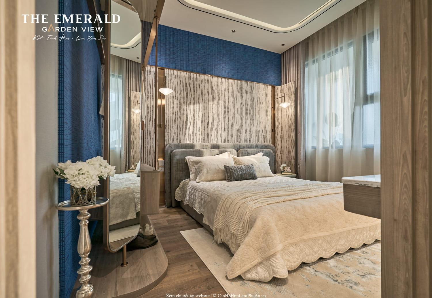 Phòng ngủ 1PN+1 mẫu The Emerald Garden với cửa sổ lớn