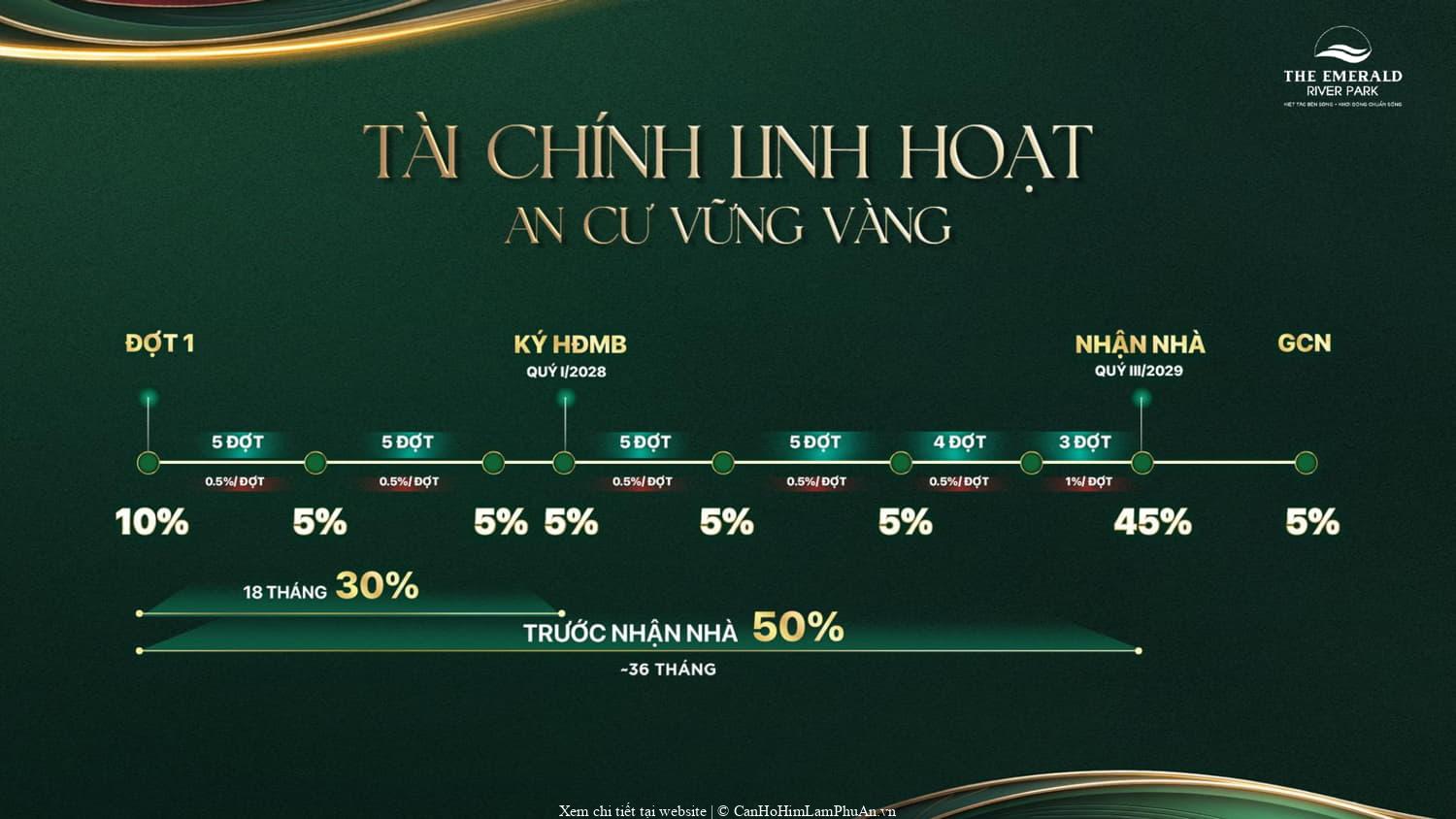 Phương thức thanh toán 1 của The Emerald River Park, hình thức chuẩn có tùy chọn tài chính linh hoạt