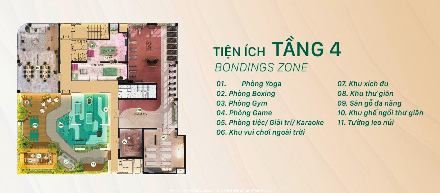 Sơ đồ 11 tiện ích tầng 4 The Emerald Garden View: yoga, gym