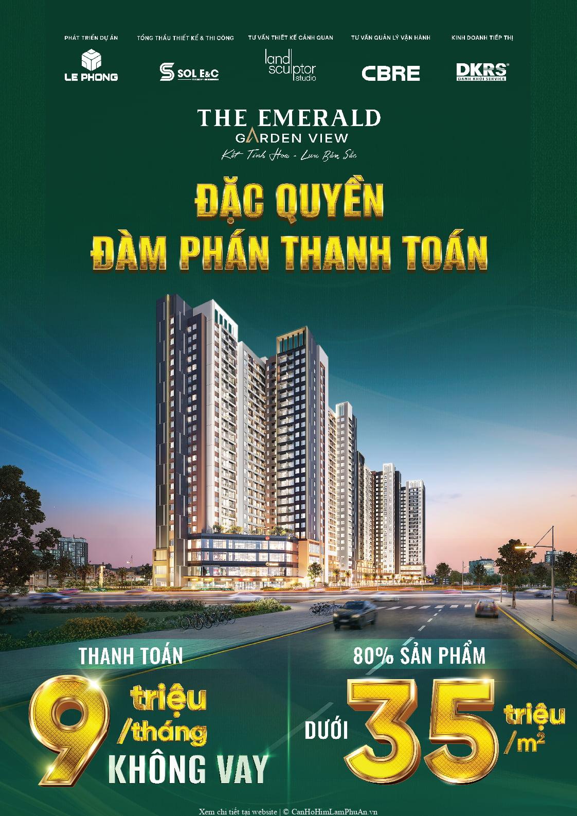 The Emerald Garden View giá 35 triệu/m2, thanh toán linh hoạt đàm phán 9 triệu/tháng