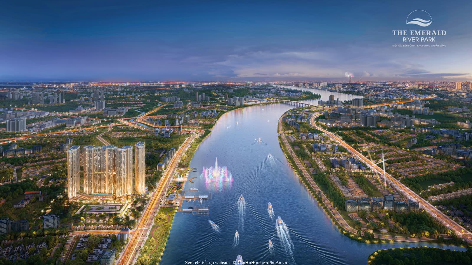 The Emerald River Park bên sông Sài Gòn nhìn từ trên cao