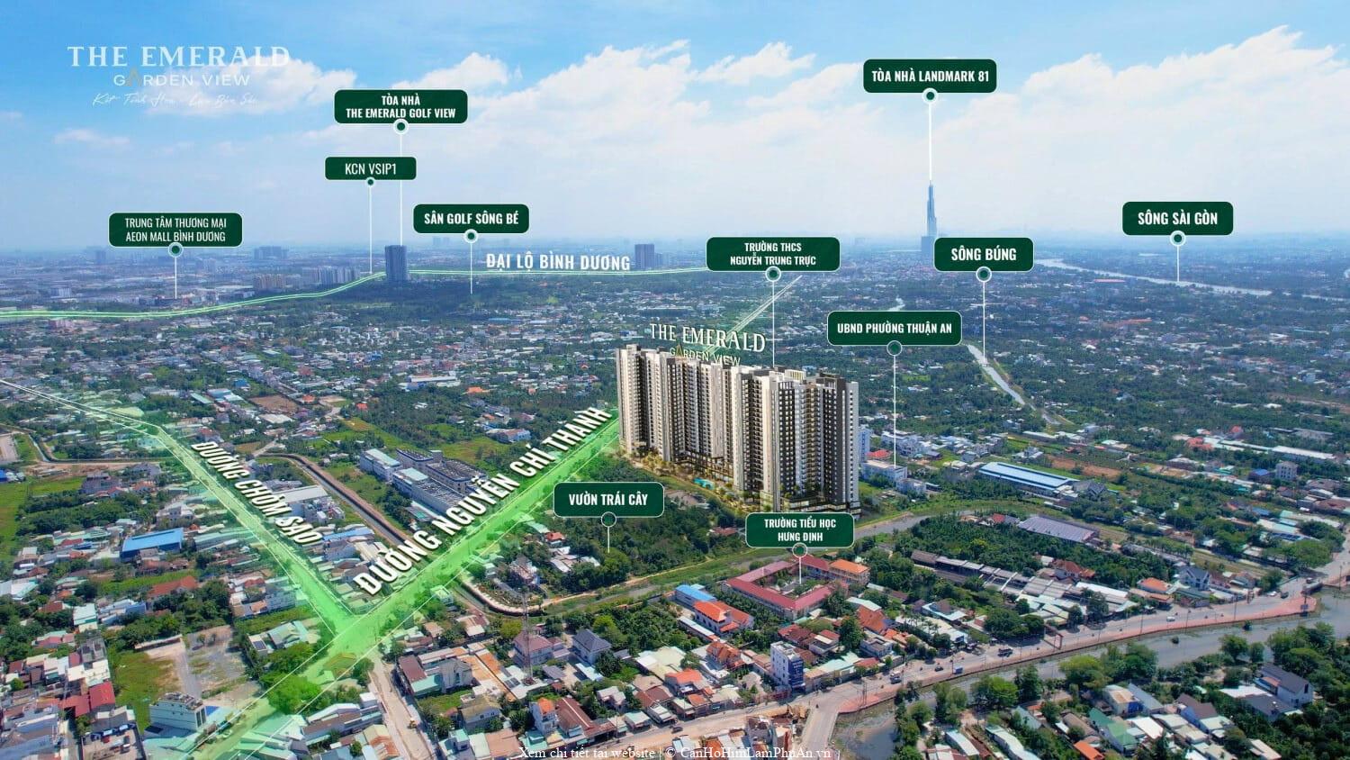 Tiện ích ngoại khu liền kề The Emerald Garden View phản ánh dịch vụ và kết nối phục vụ cư dân khu vực xung quanh