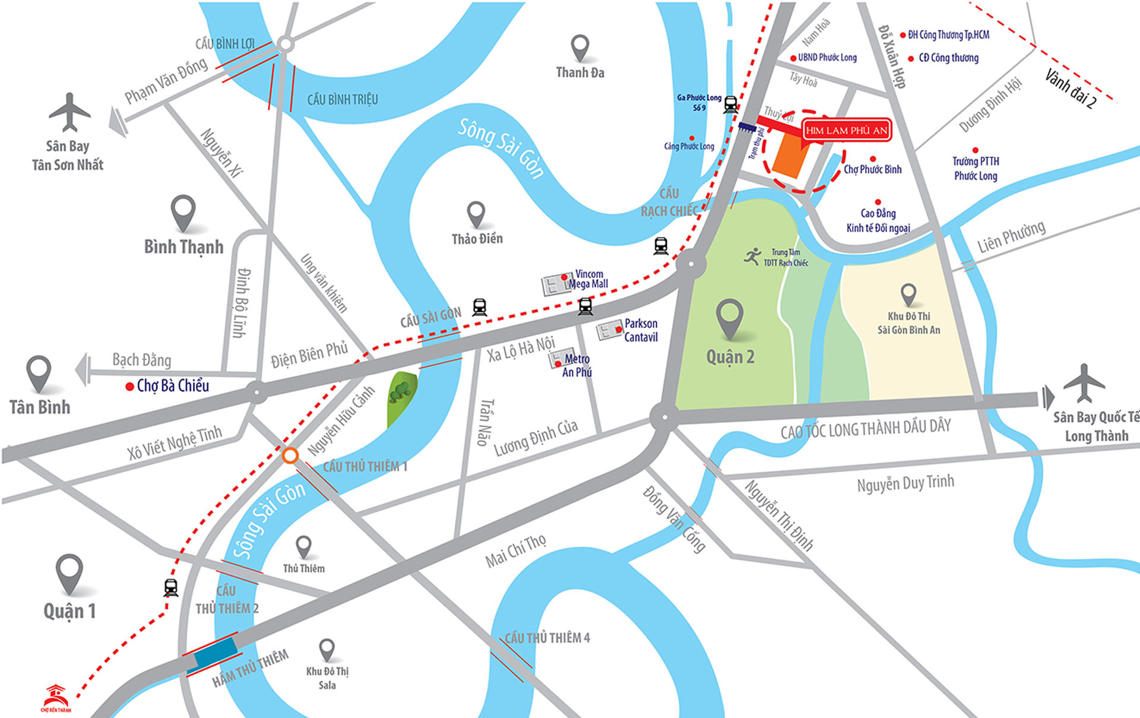 Vị trí dự án căn hộ Him Lam Phú An Quận 9